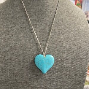 Faux Turquoise Heart Pendant Necklace
